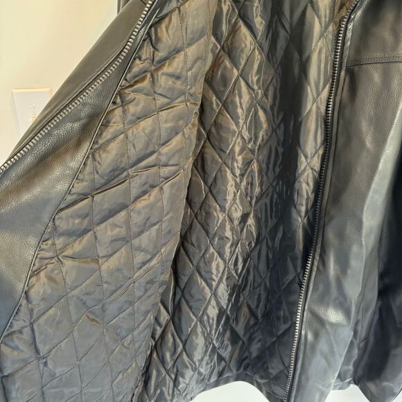 Men's US Polo Assn Faux Leather Jacket Black Size XL Full Zip Logo Pockets - Picture 7 of 11